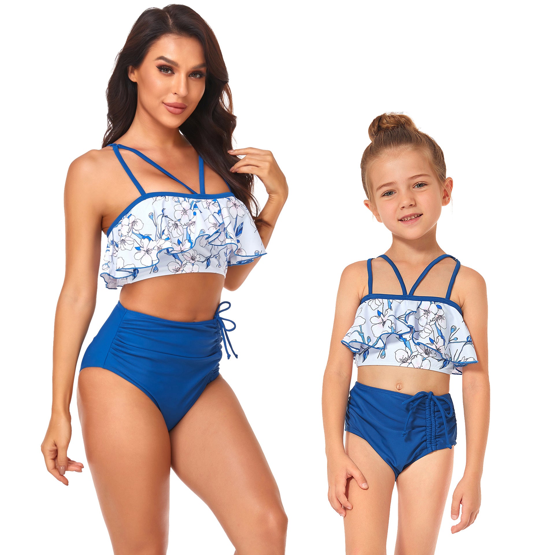 Venta al por mayor Traje de baño de nylon con volantes para padres e hijos